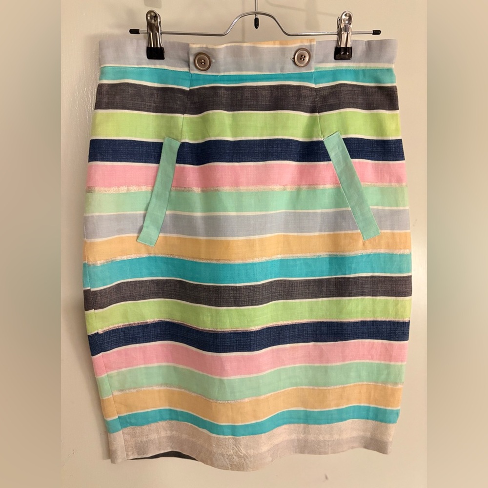 Tracy Reese Striped Multicolor Women's Linen Skirt